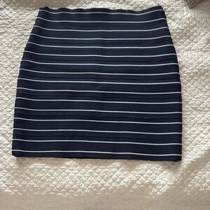 Armani Exchange Navy and White Striped Mini Skirt